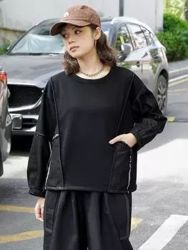 Xitao Модные повседневные лоскутные толстовки с круглым вырезом ZYY1099 One Size серый