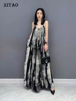 XITAO модные повседневные свободные элегантные комбинезоны без рукавов с леопардовым узором Богини WLD16530 One Size жёлтый