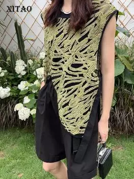 XITAO Модные женские топы с вырезами HQQ0565 S дубильная кора