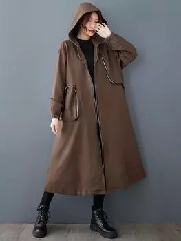 XITAO модный повседневный свободный однотонный неровный тренч GMM1003 One Size чёрный