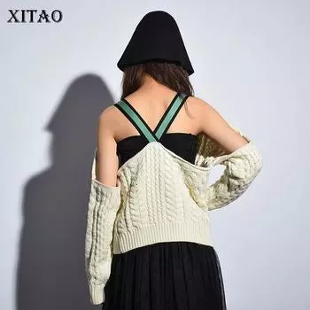 XITAO модный женский вязаный свитер без бретелек с открытой спиной LJT3758