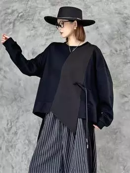 XITAO нерегулярная пэчворк повседневная женская футболка GYX1062 One Size чёрный