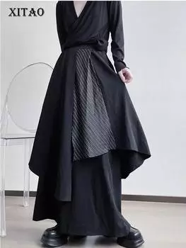 XITAO нестандартные свободные широкие брюки DMJ2521 One Size чёрный