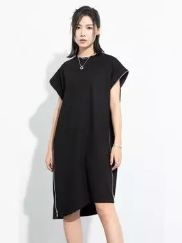 XITAO нерегулярное повседневное платье без рукавов на молнии, новое женское платье ZY8727 One Size чёрный