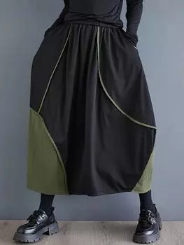 Xitao Нерегулярные лоскутные женские свободные юбки GYX1071 One Size чёрный