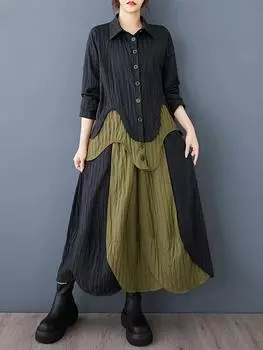 Xitao Нерегулярный пэчворк однобортный комплект GMM1334 One Size чёрный