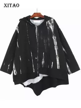 XITAO нестандартная куртка модная с длинным рукавом плиссированная маленькая свежая повседневная стиль 2024 весна меньшинство свободная новая куртка WLD10071 One Size чёрный