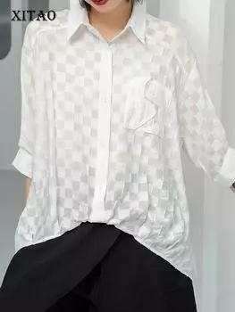 XITAO нестандартная повседневная рубашка, свободная модная универсальная блузка в клетку LYD1896
