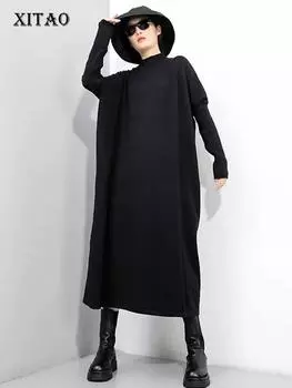 Xitao Новый вязаный женский повседневный свободный длинный свитер ZY1430 One Size фиолетовый