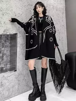 XITAO Обе стороны носят свитер с открытой вязкой ZYY1019 One Size чёрный