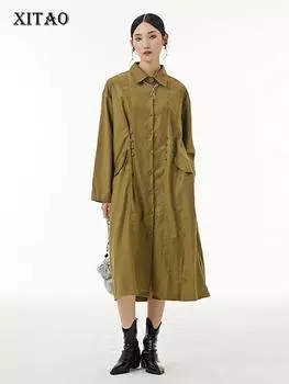 XITAO однобортное однобортное платье женское индивидуальное платье с отложным воротником WLD8768