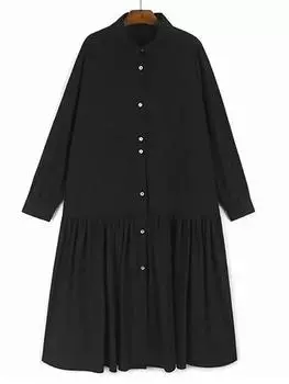 Xitao Однобортное платье с завязывающимся воротником-стойкой GMM1166 One Size чёрный