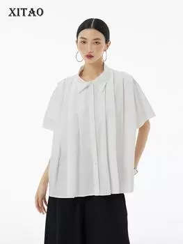 XITAO однотонная плиссированная рубашка ZY8821 One Size белый