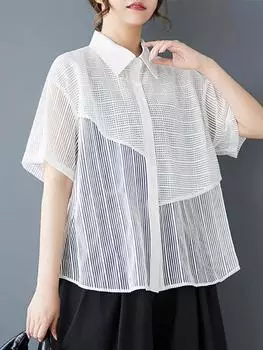 XITAO однотонная повседневная свободная блузка с отложным воротником GMM1086 One Size белый