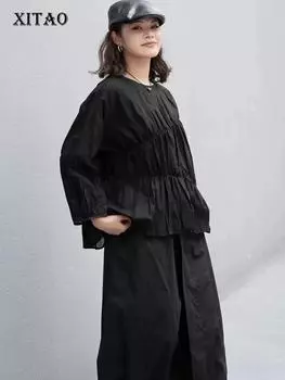 Xitao Однотонная простая рубашка-пуловер с круглым вырезом HQQ2395 One Size белый