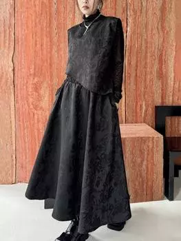 XITAO однотонная юбка, комплект из двух предметов, нерегулярный жилет, юбка-зонтик, жилет, повседневный женский комплект LYD1752