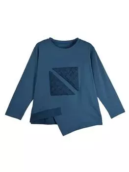 XITAO однотонная женская футболка с длинным рукавом в стиле пэчворк LJ1078 One Size чёрный