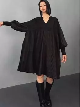 XITAO однотонное лоскутное свободное женское платье GJ1110 One Size чёрный