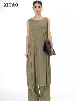 XITAO однотонное платье без рукавов, новое летнее женское платье DMJ1917 One Size чёрный