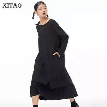 XITAO однотонное повседневное свободное платье WMD4412