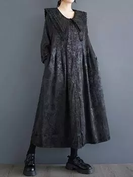 XITAO однотонное свободное платье с литературным принтом ZYY1023 One Size