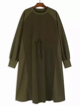 Xitao Однотонные бандажные платья в стиле пэчворк с круглым вырезом GJ1083 One Size зелёный