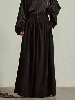 Xitao Однотонные новые широкие брюки в китайском стиле ZYY1042 One Size чёрный