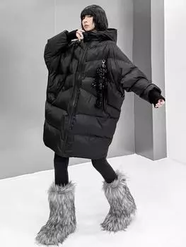 XITAO однотонные парки с капюшоном на молнии ZYY1095 One Size чёрный