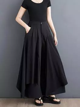 XITAO однотонные широкие брюки в стиле пэчворк, однотонные женские брюки с эластичной резинкой на талии LYD1823