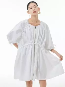 XITAO однотонный плиссированный женский индивидуальный модный свободный плащ ZY6832 One Size белый