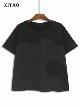 XITAO однотонный пуловер, свободные повседневные футболки, топы DMJ4147