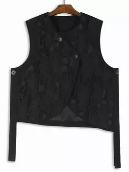 Xitao Однотонный женский жилет с лентой ZYY1024 One Size чёрный