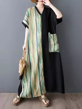 XITAO Patchwork Print Contrast Color Dress ZMY1012 One Size красный