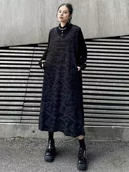 Xitao Лоскутное женское платье без рукавов GJ1113 One Size чёрный