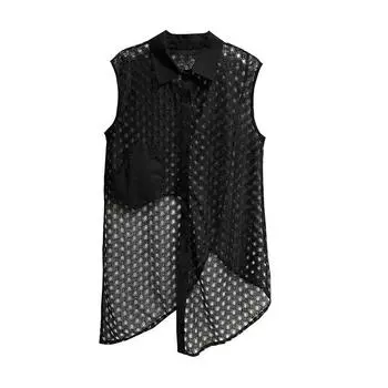 XITAO Personality асимметричная рубашка без рукавов с вырезами, женский топ WLD20213 One Size чёрный