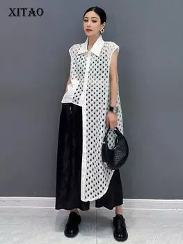 XITAO Personality асимметричная рубашка без рукавов с вырезами, женский топ WLD20213 One Size белый