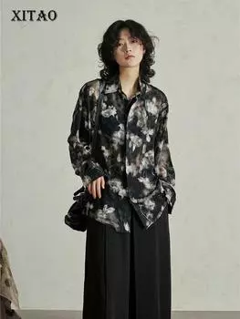XITAO Perspective рубашка с длинными рукавами, однобортный простой топ LYD1842