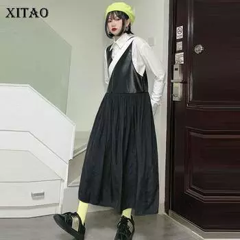 XITAO платье без рукавов модное женское свободное платье ZP3346 One Size чёрный