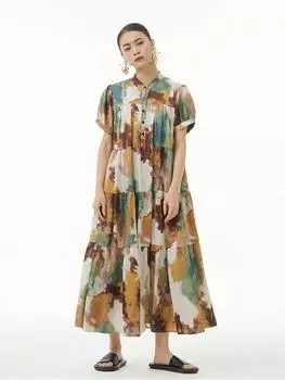 Xitao Платье повседневного стиля с принтом WMD6097 One Size хаки