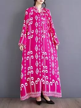 Xitao Платье-рубашка с принтом и V-образным вырезом GYX1031 One Size чёрный