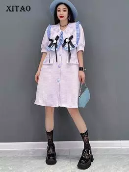 XITAO Платье с бантом и цветами для женщин WLD7854