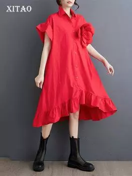 Платье с объемным декором XITAO ZY8786 One Size чёрный