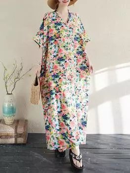 Xitao Платье свободного кроя с рукавами «летучая мышь» в винтажном стиле ZMY1003 One Size розовый