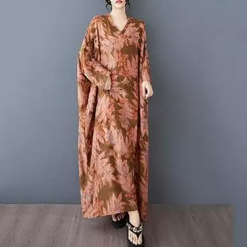 Xitao Платье-трапеция с длинными рукавами и принтом-пуловером ZMY1036 One Size розовый