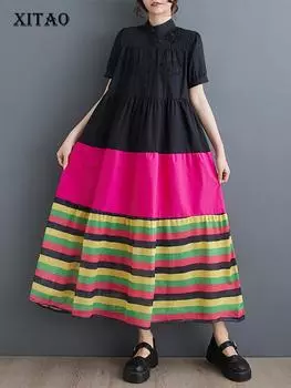 Xitao Платья-бабочки контрастного цвета с вышивкой ZY8704 One Size белый