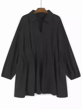 XITAO Pleated Batwing Sleeve Hollow Out Dress HJF1138 One Size чёрный