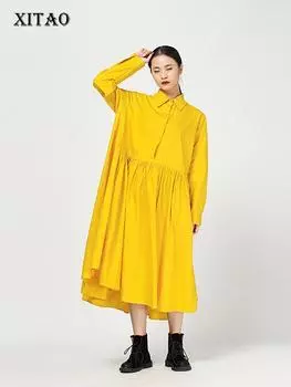 XITAO плиссированное модное новое женское платье в стиле пэчворк LJT4152