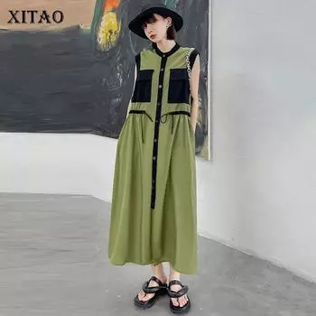 XITAO плиссированное платье, модное новое женское платье без рукавов WMD1511