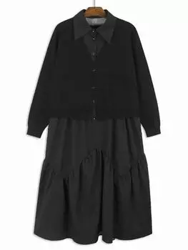 XITAO Поддельное женское платье из двух частей в стиле пэчворк GJ1109 One Size чёрный