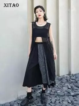 Xitao Полый сплит однотонный жилет без рукавов женский топ LYD1763 One Size белый